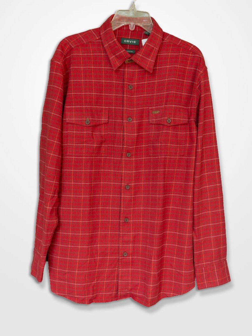 Orvis Red Plaid Perfect Flannel Shirt Shacket Gorpcore 100% Cotton Men's Large